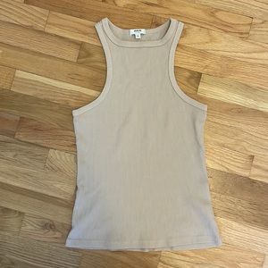 Agolde Tan Ribbed Tank Top